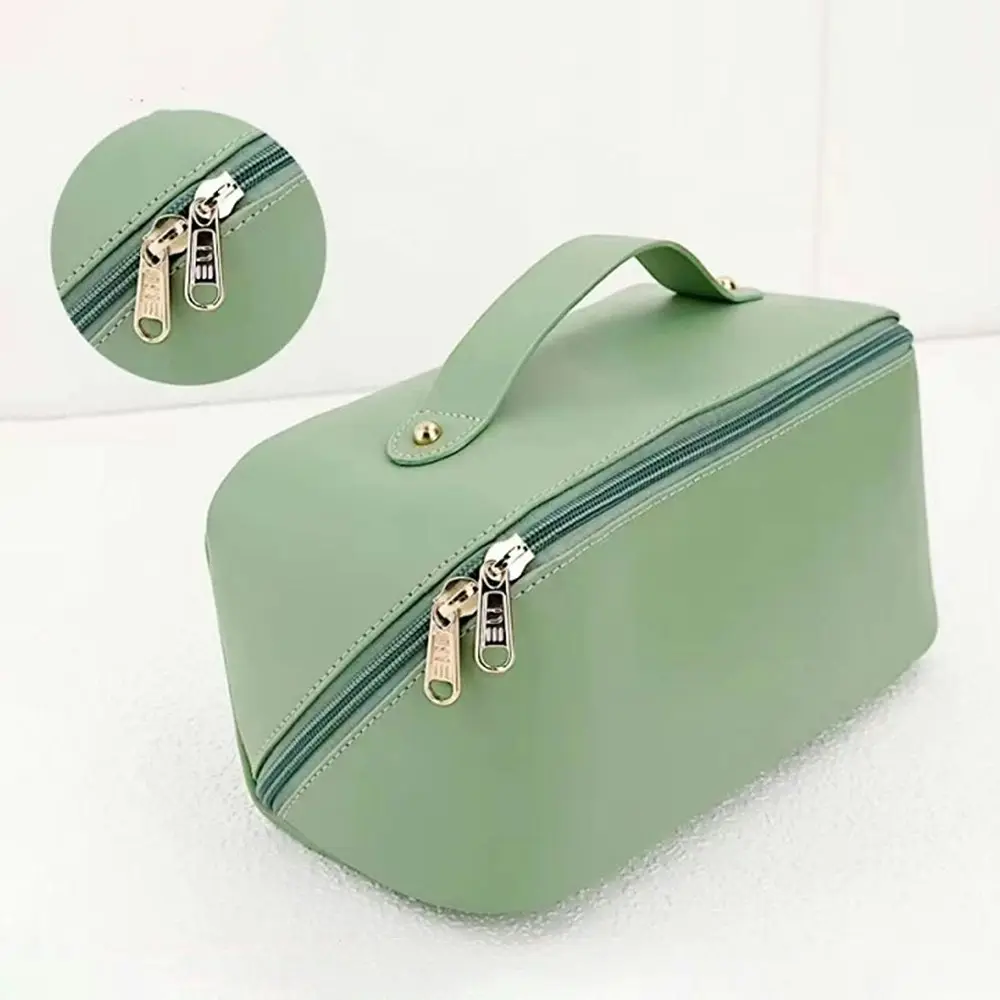 Large Capacity Travel Cosmetic Bag Leather Portable Waterproof Makeup Bag