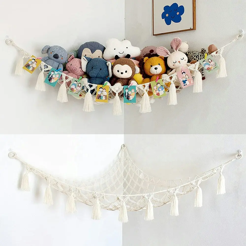 Macrame Stuffed Animal Storage Hammock for Stuffed Animals and Toys