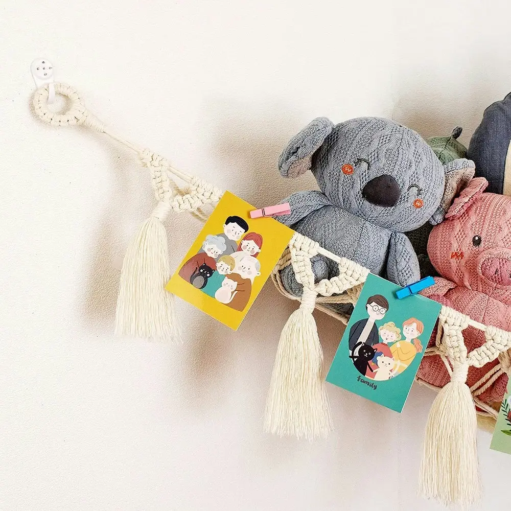 Macrame Stuffed Animal Storage Hammock for Stuffed Animals and Toys