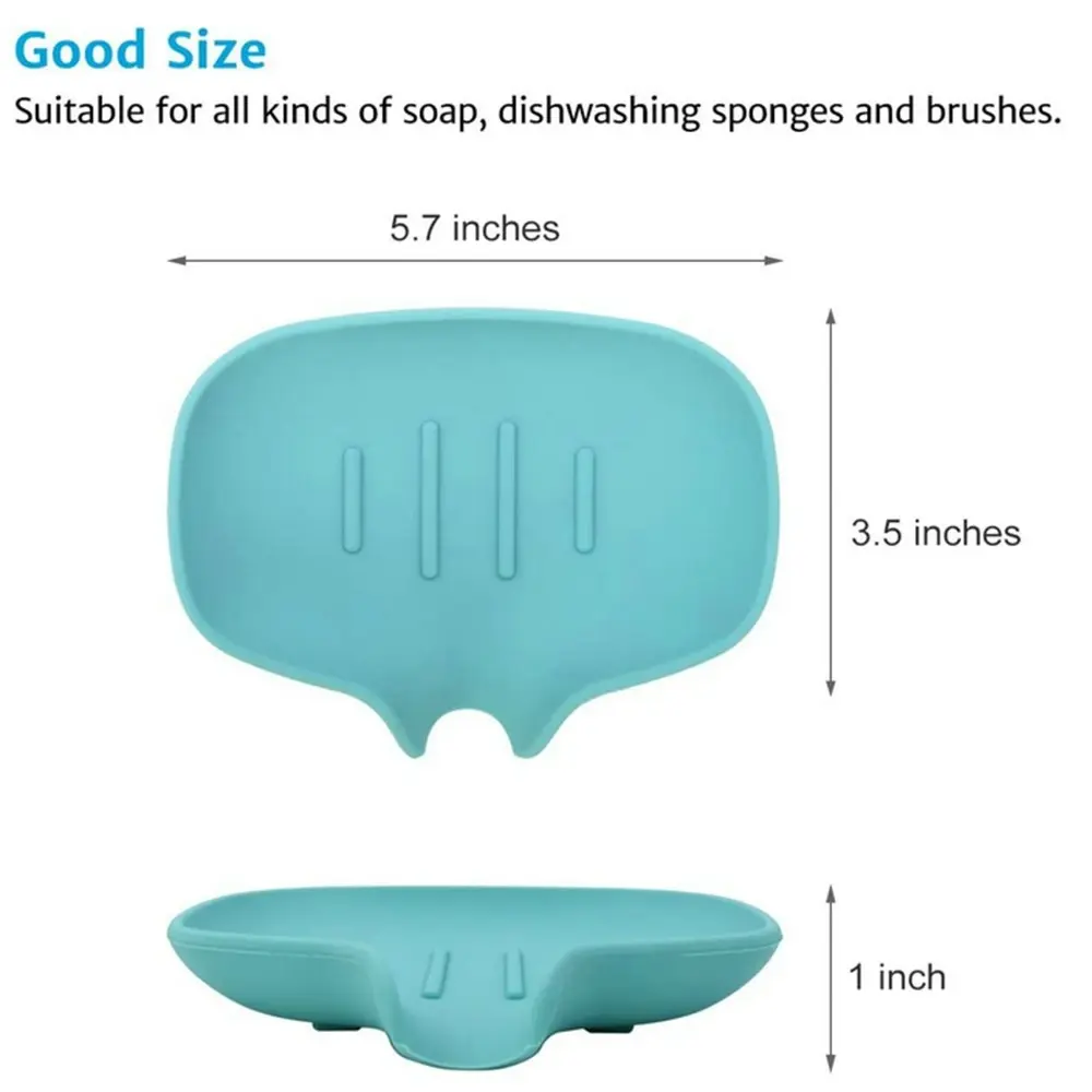 3 Pack Silicone Soap Dish with Drain Bar Soap Holder for Shower/Bathroom