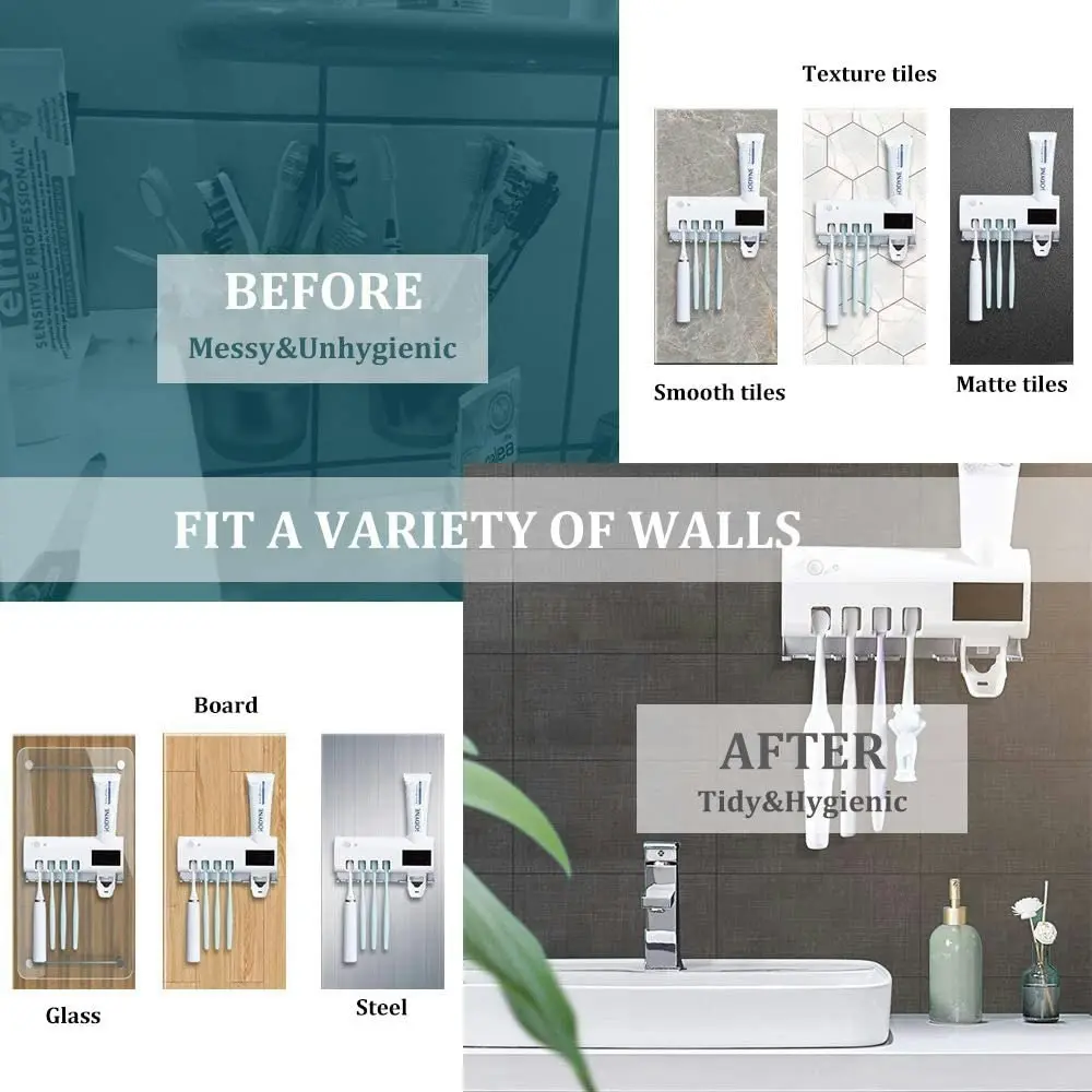 Perforation-free ultraviolet antivirus smart toothbrush holder rack