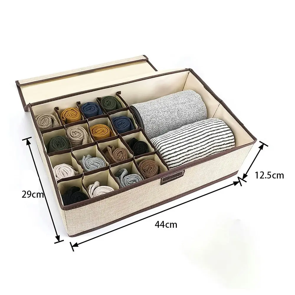 2PCS Sock Bra Organizer Divider with Lid 17 Cells Underwear Drawer Organizer