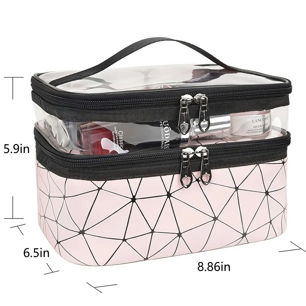 2Pcs Makeup Bags Double Layer Travel Cosmetic Bag Make Up Organizer Toiletry Bag