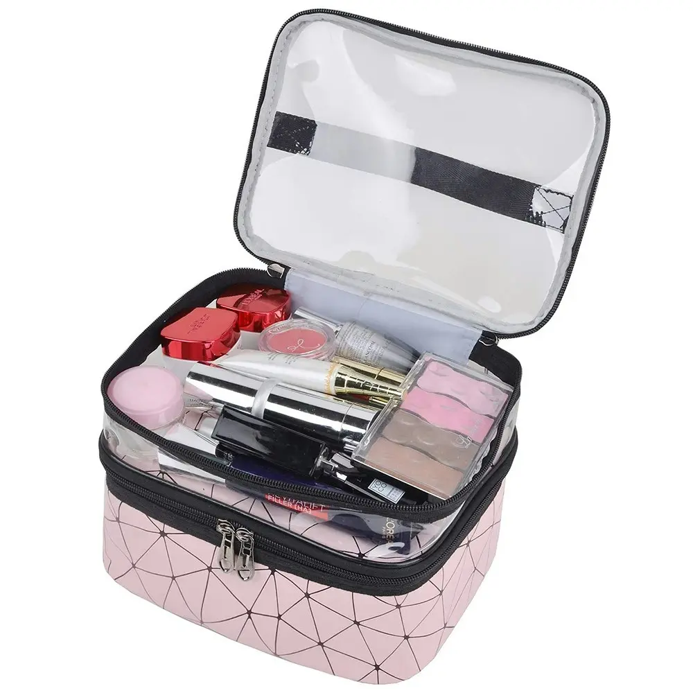 2Pcs Makeup Bags Double Layer Travel Cosmetic Bag Make Up Organizer Toiletry Bag