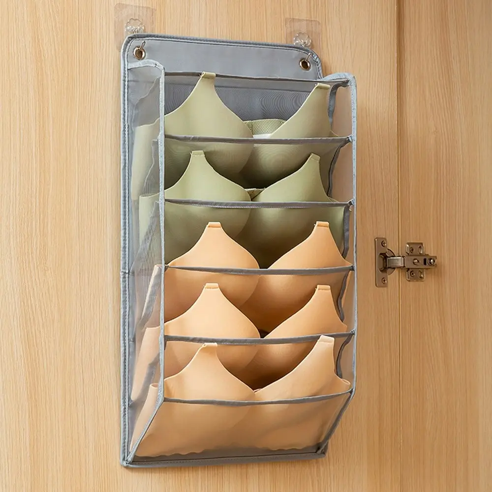 2Pcs Wall Mounted Panties Bra Compartment Storage Bag