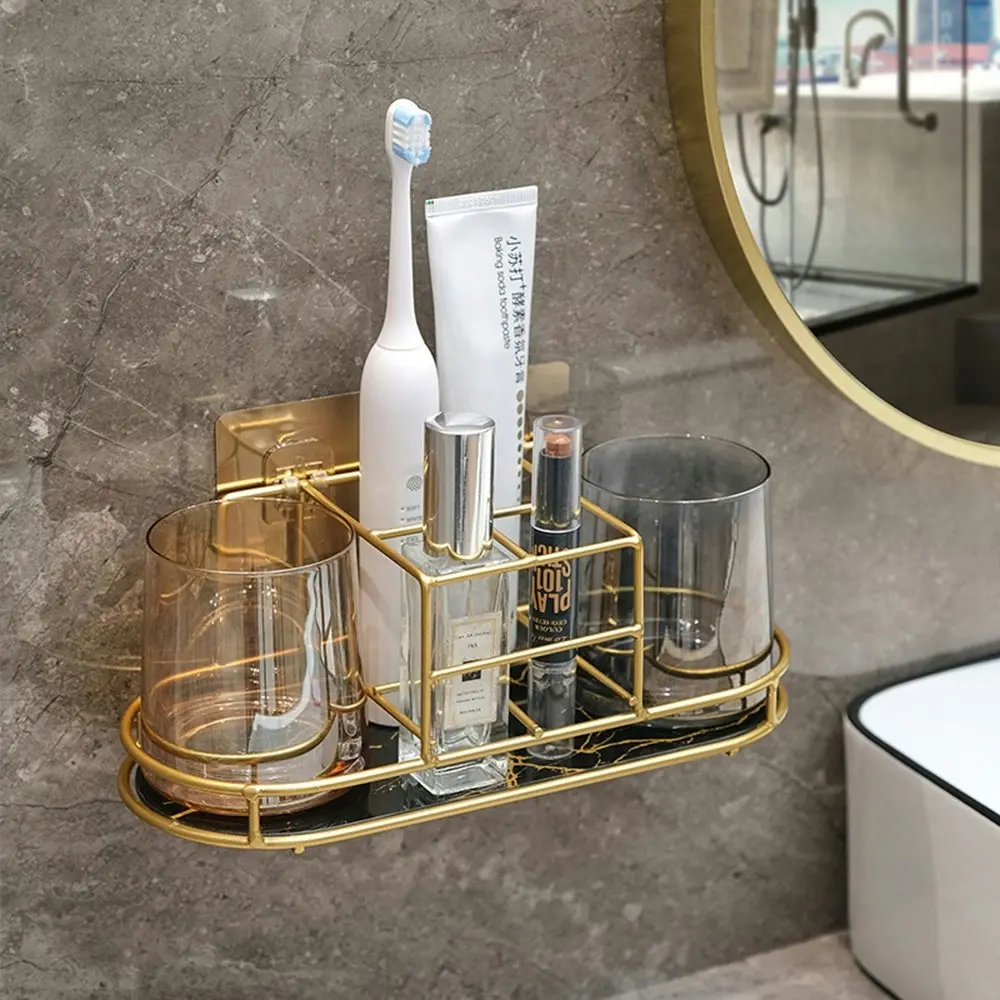 Bathroom Toothbrush Rack Wall Mounted Toiletries Storage Rack