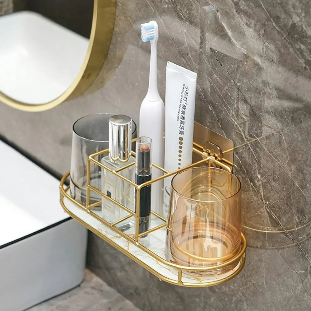 Bathroom Toothbrush Rack Wall Mounted Toiletries Storage Rack