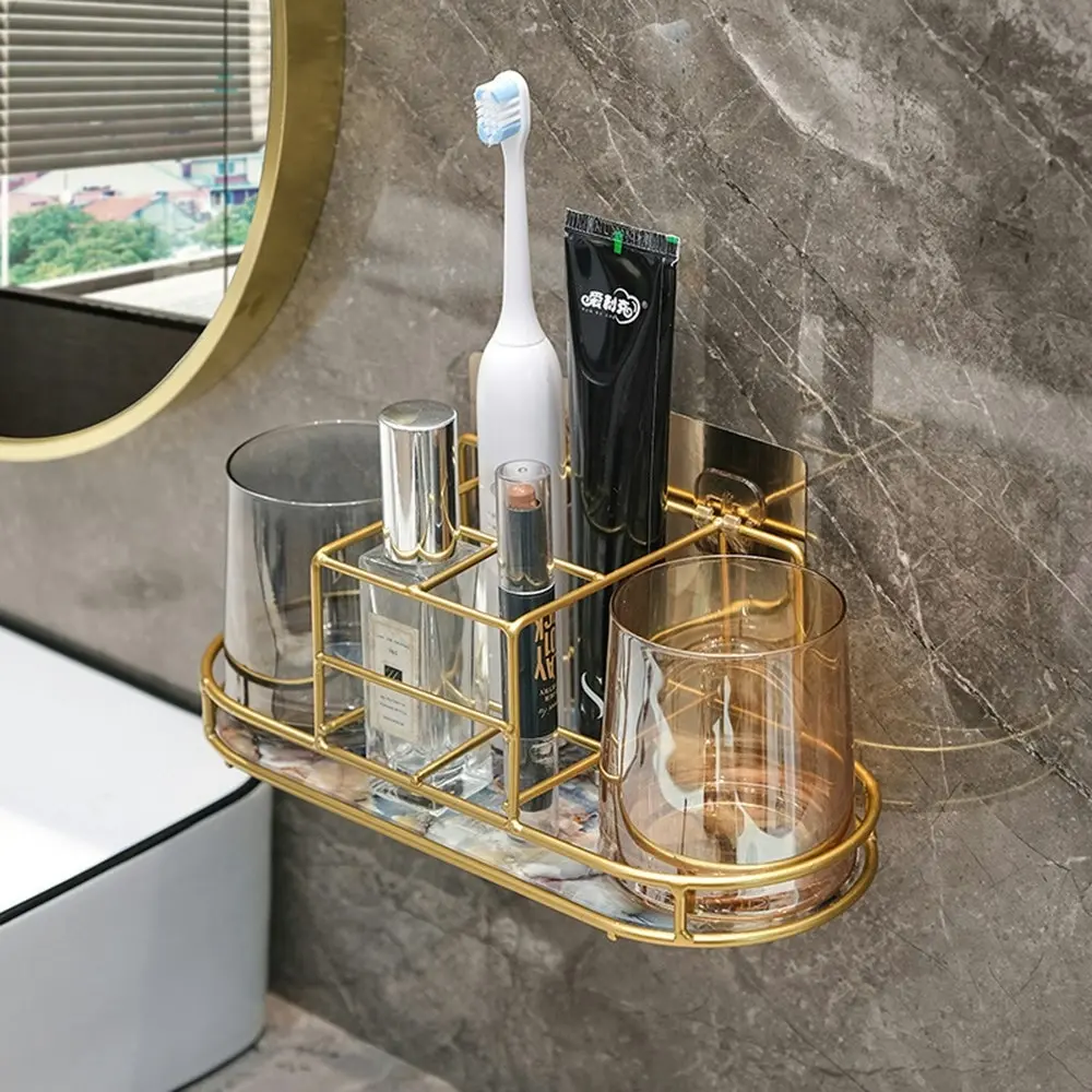 Bathroom Toothbrush Rack Wall Mounted Toiletries Storage Rack