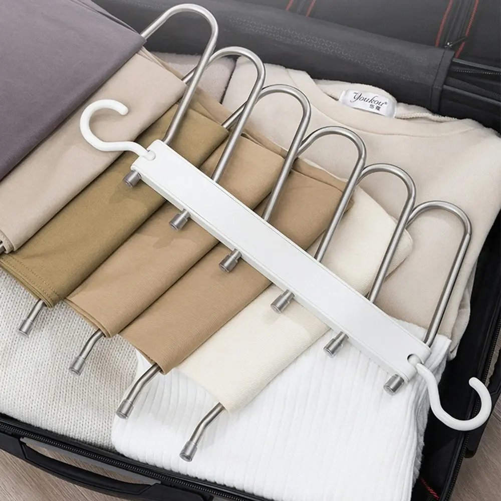 Foldable Stainless Steel 6 Tier Clothes Pants Storage Hanger