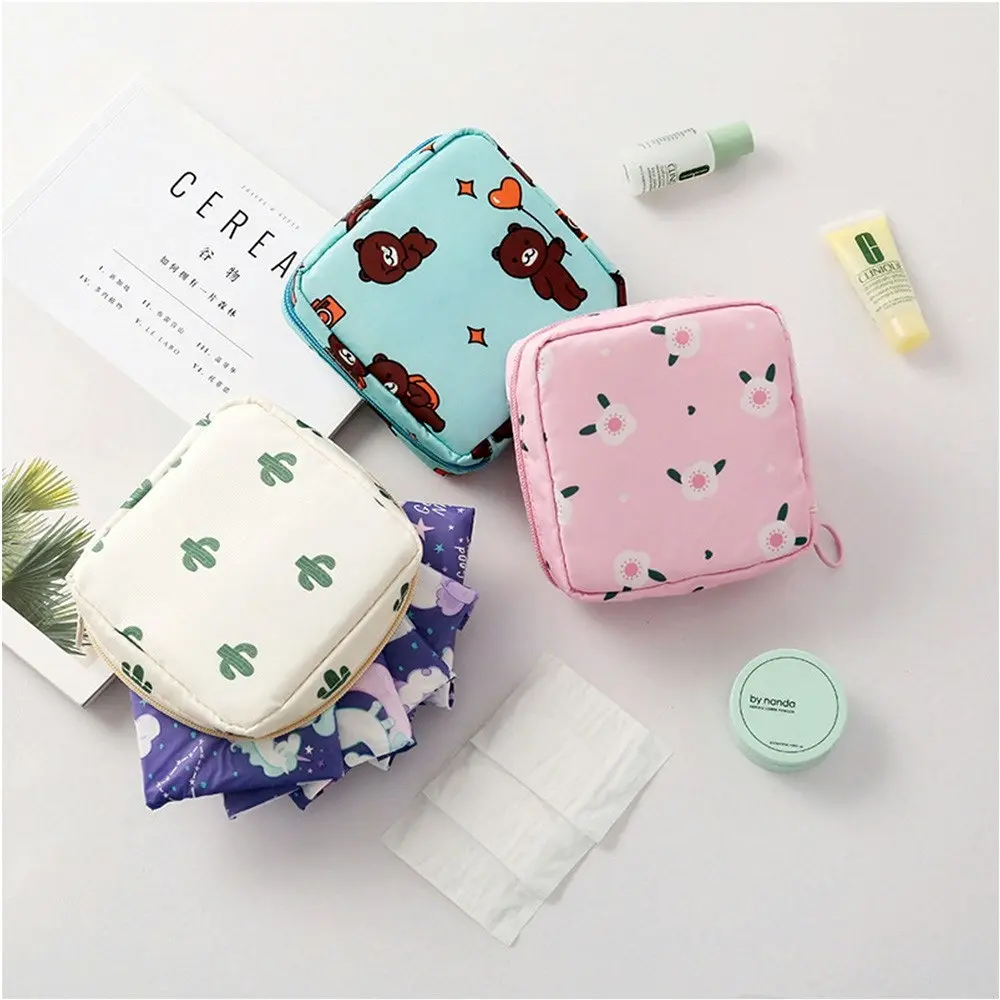 6Pcs Women Tampon Storage Bag Sanitary Pad Pouch Napkin Cosmetic Bags Organizer