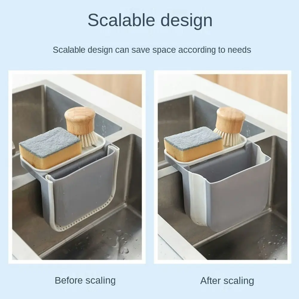 2Pcs Kitchen Sink Telescopic Drain Basket Suction Cup Foldable Shelf