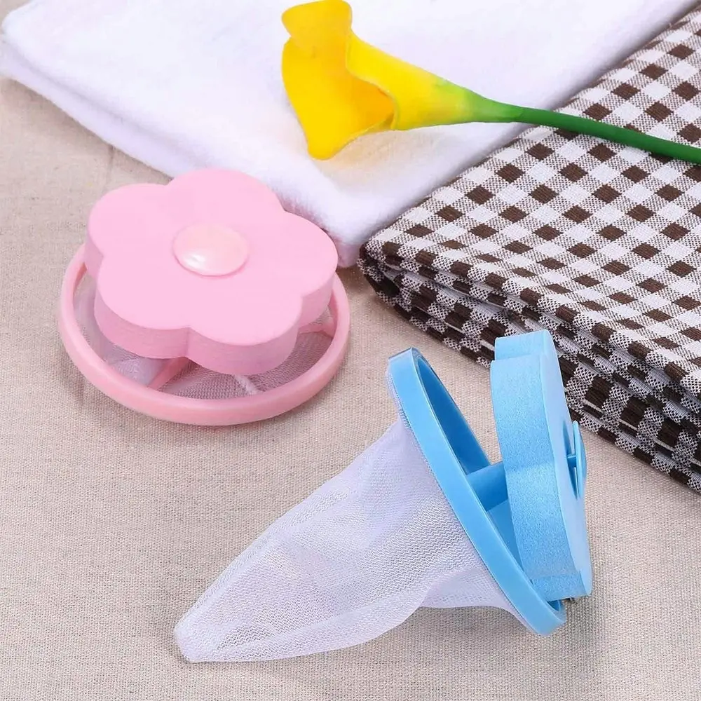 8Pcs Reusable Washing Machine Floating Lint Mesh Bags-Blue&Pink