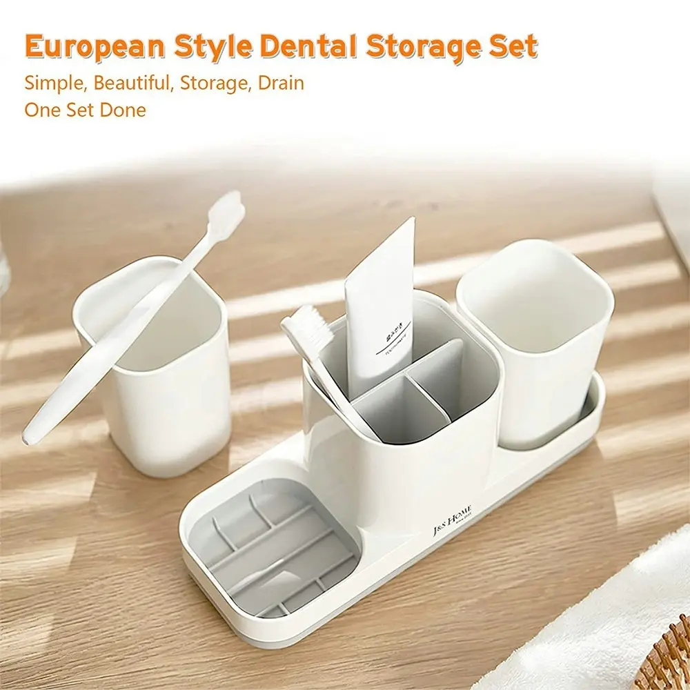 Toothbrush Holder With 2 Wash Cups Toothbrush Storage Set Bathroom Accessories