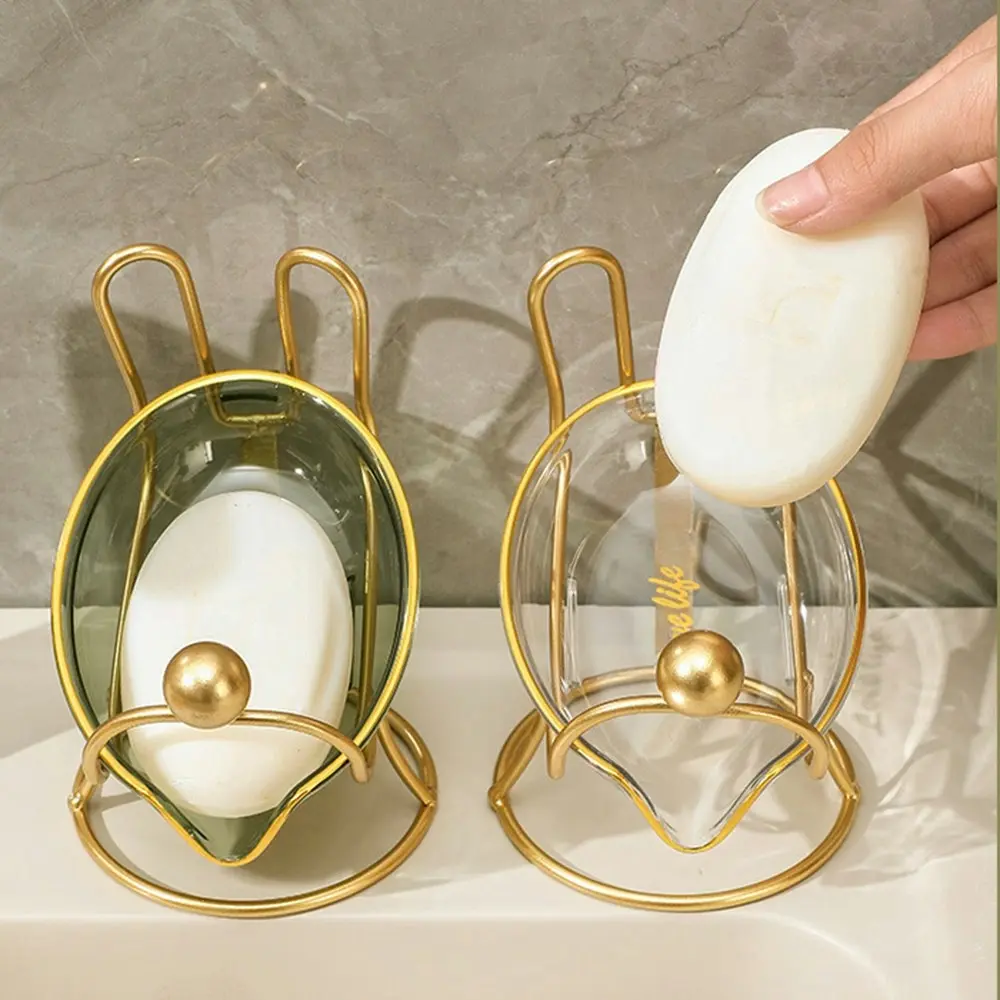 2Pcs Luxury Soap Box Drain Water Tray Bathroom Accessories Storage Soap Holder