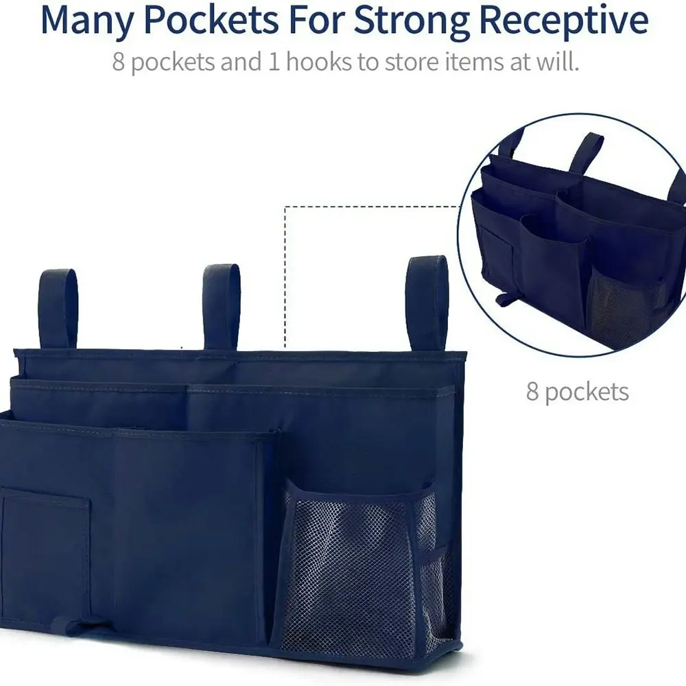 8 Pockets Hanging Organizer Bedside Storage Bag For Bunk And Hospital Beds