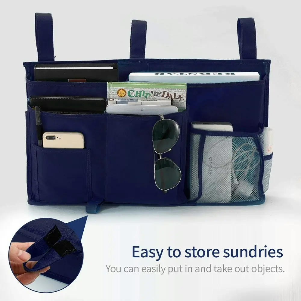 8 Pockets Hanging Organizer Bedside Storage Bag For Bunk And Hospital Beds