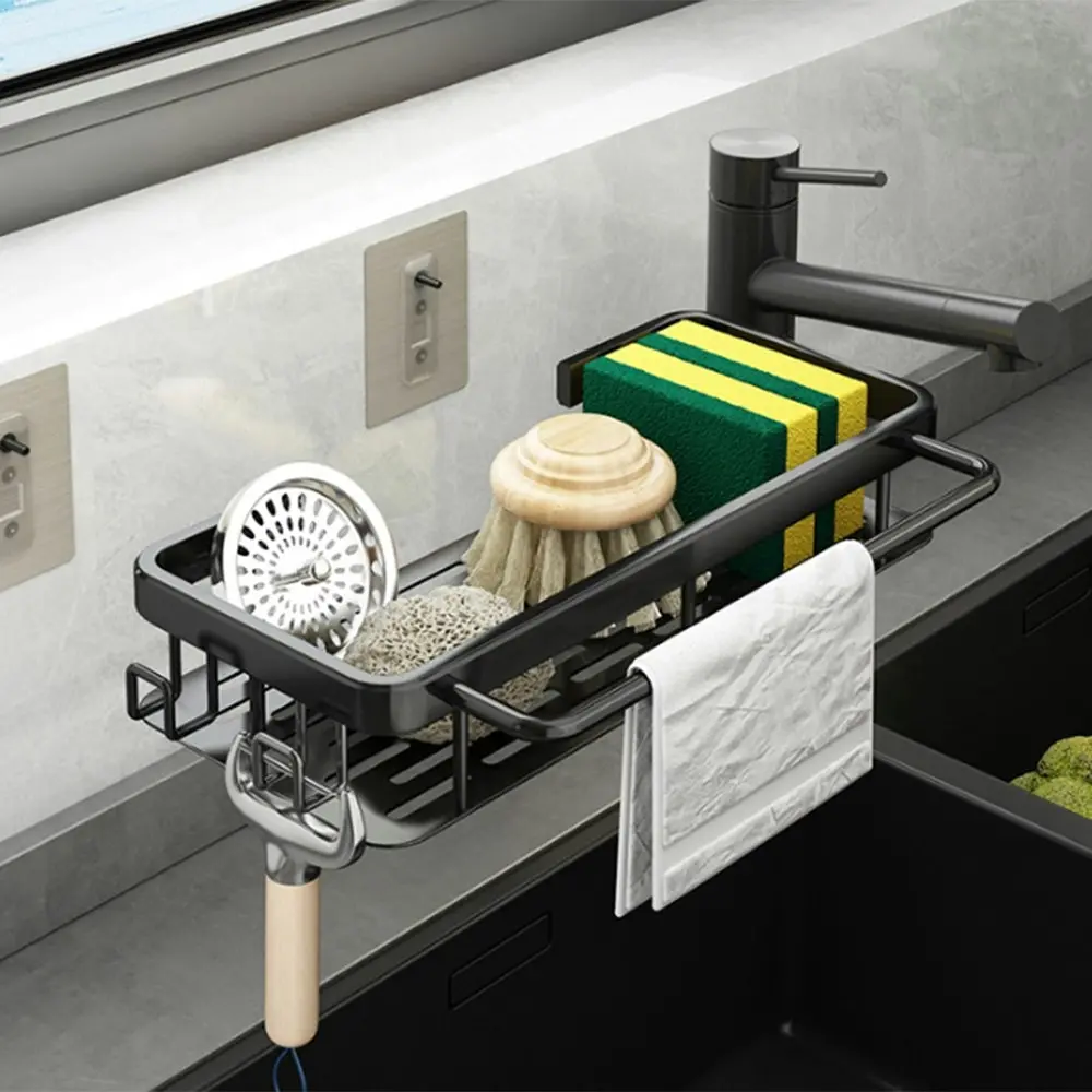 Rack Kitchen Storage Rack Wall Mounted Seasoning Rack Sponge Drain Rack