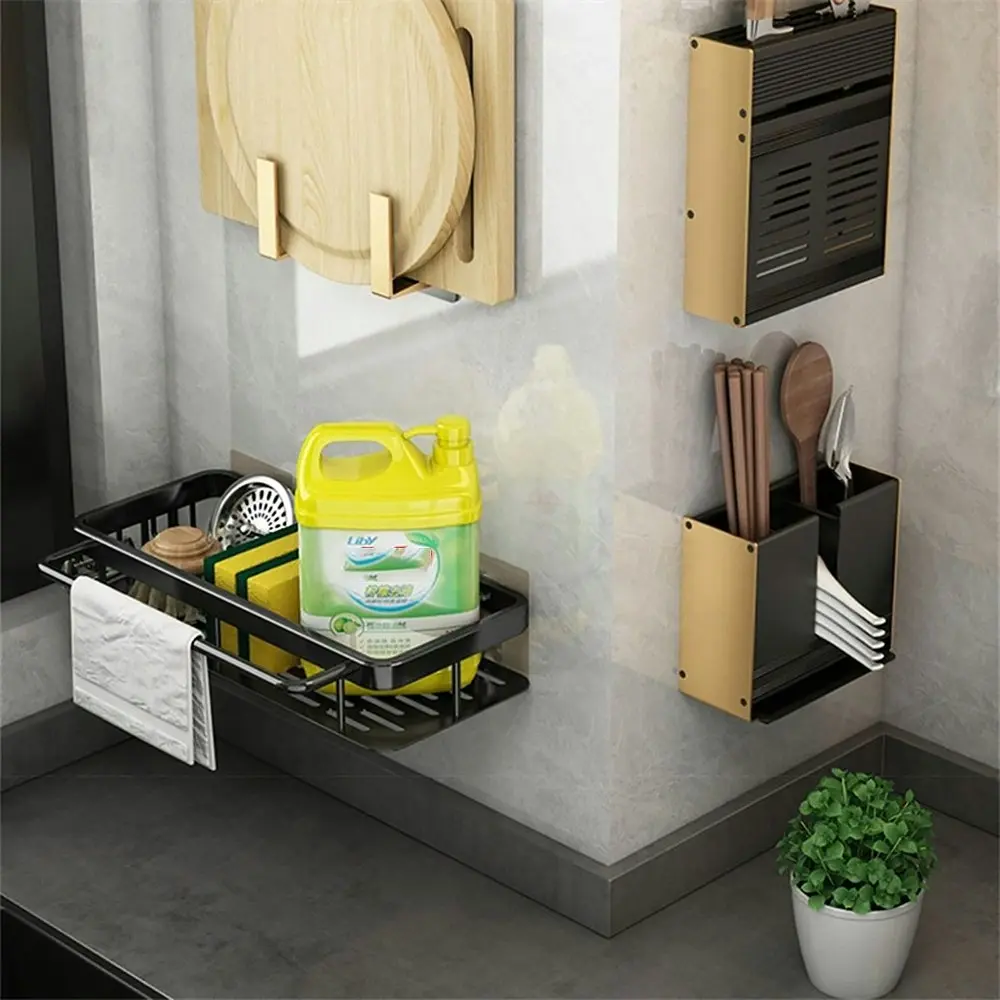 Rack Kitchen Storage Rack Wall Mounted Seasoning Rack Sponge Drain Rack