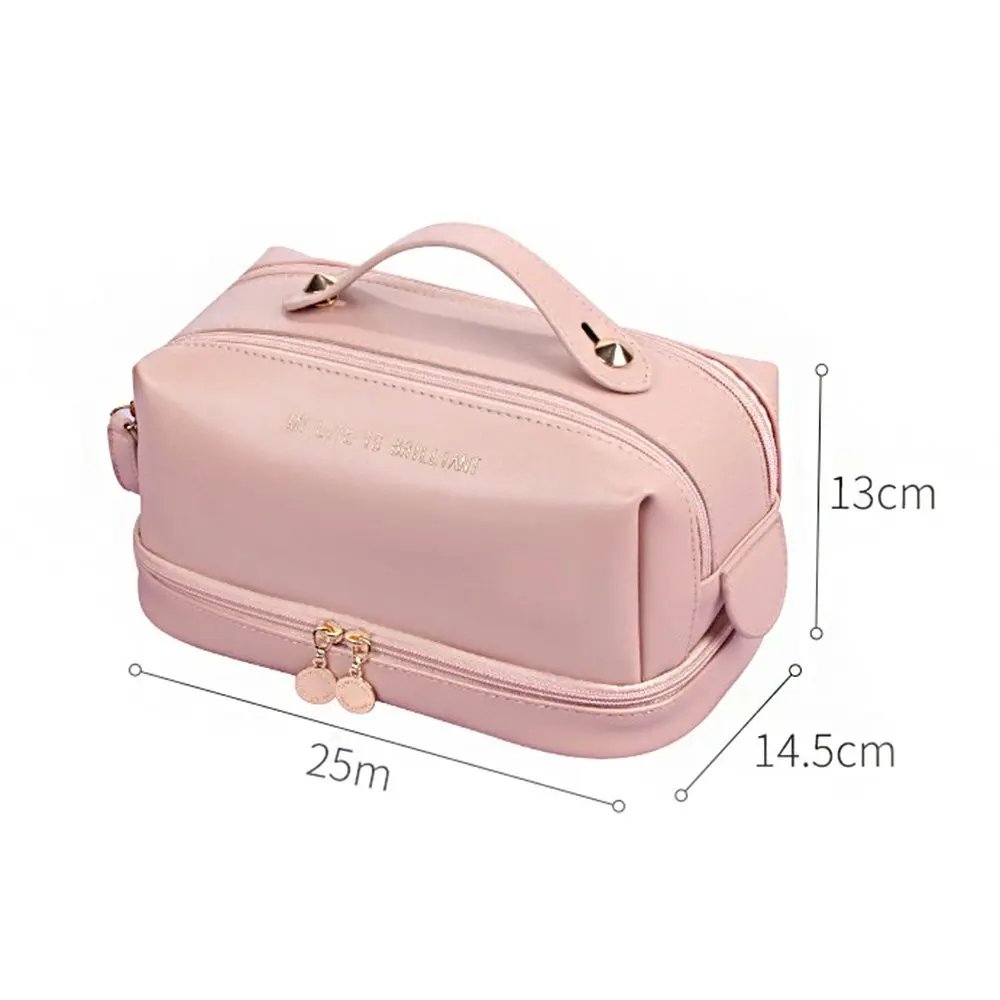 Double Layer Makeup Bag  Large Capacity Washing Bag Portable Travel Storage Bag