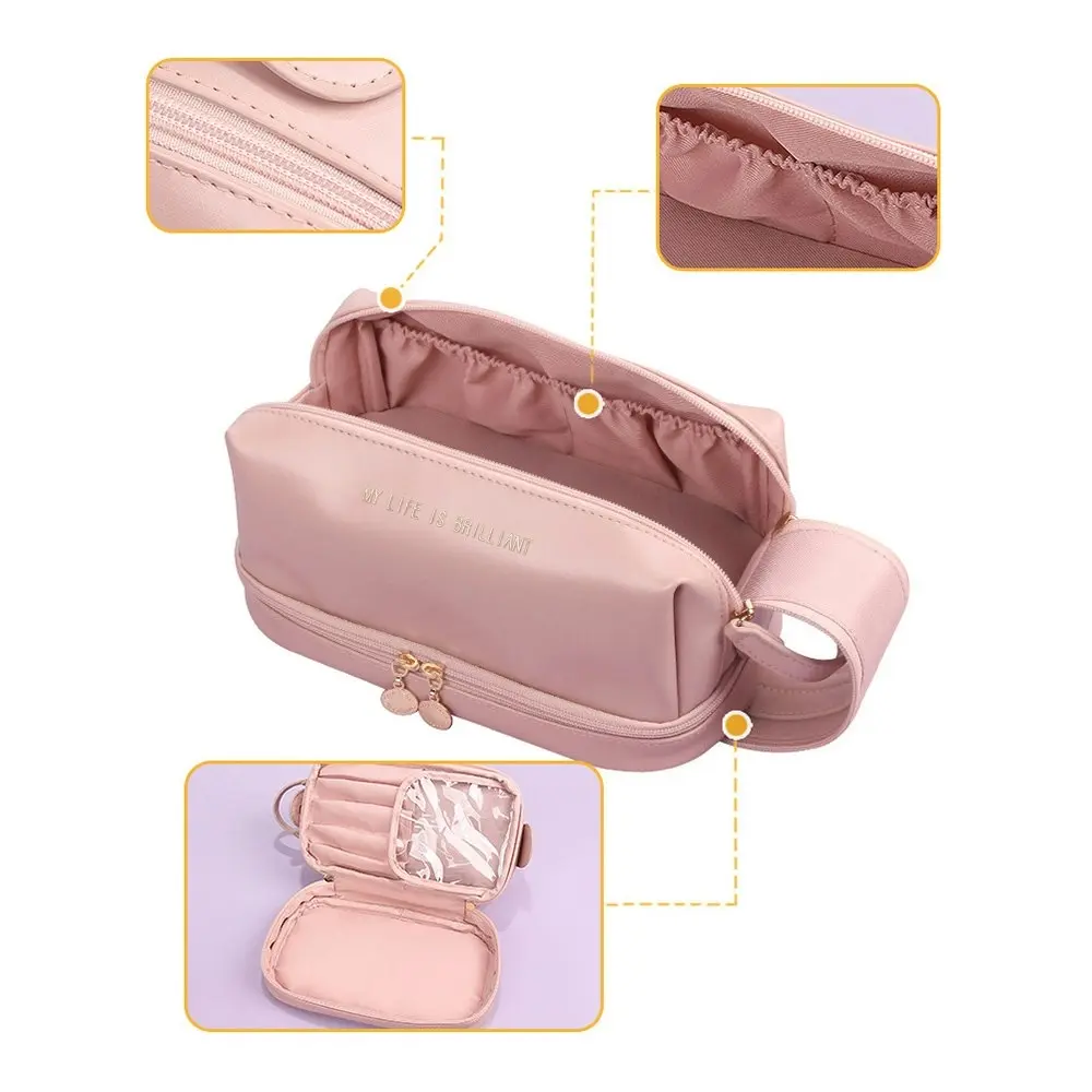 Double Layer Makeup Bag  Large Capacity Washing Bag Portable Travel Storage Bag