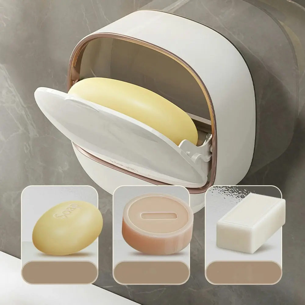 2 Pack Multifunctional Soap Box Hole Free Flip Drain Soap Box Soap Dish Holder