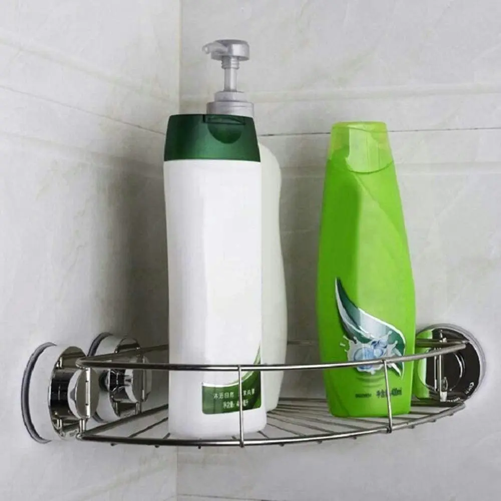 Punch-Free Suction Cup Bath Shelf Holder Caddy Shelf Stainless Steel Tripod Rack