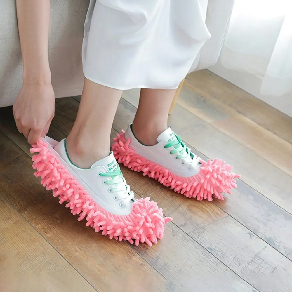 10Pcs Chenille Floor Dust Cleaning Shoes Lazy Mopping Shoes-5 Color