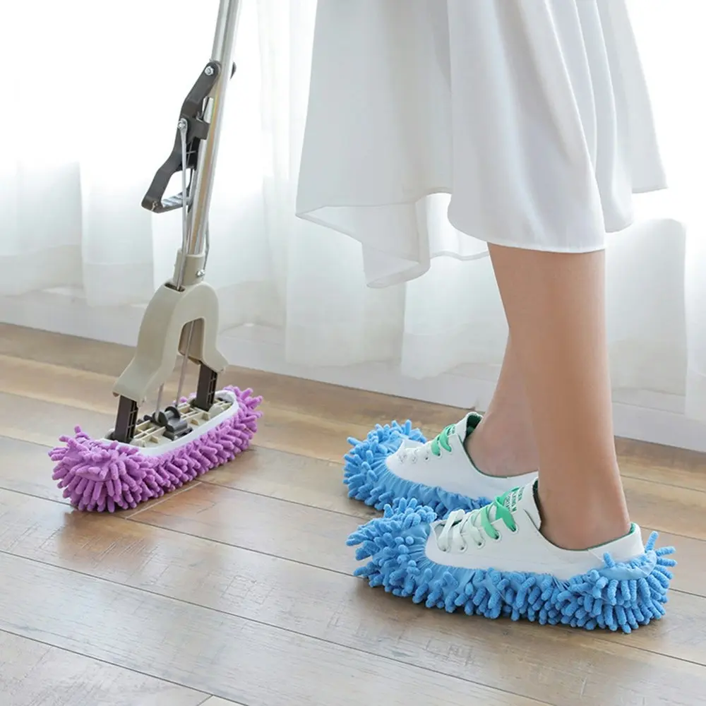 10Pcs Chenille Floor Dust Cleaning Shoes Lazy Mopping Shoes-5 Color