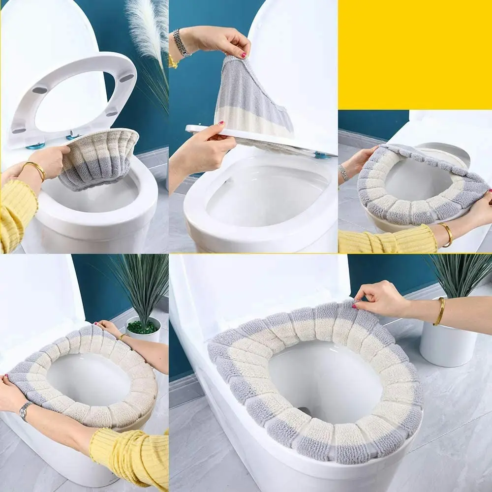 4 Pcs toilet cover knitted toilet seat cover