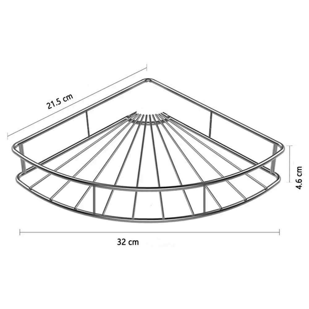 Non Perforated Suction Wall Shelf Stainless Steel Tripod Bathroom Storage Rack