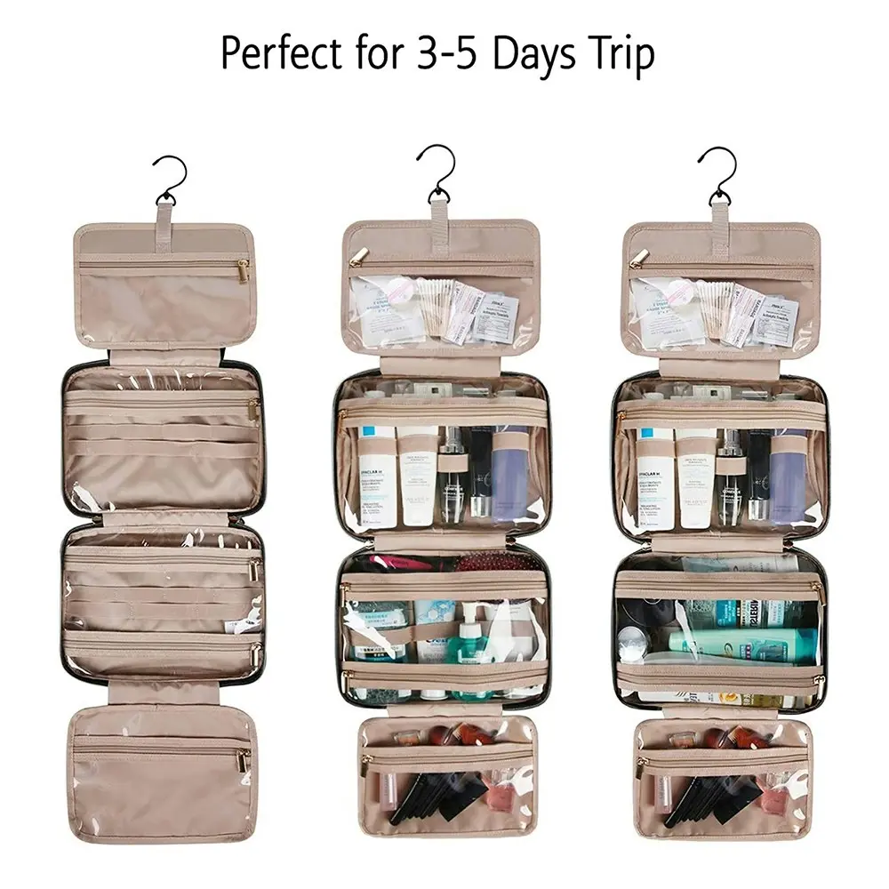 Travel Toiletry Bag Water-Resistant Makeup Cosmetic Organizer With Hanging Hook