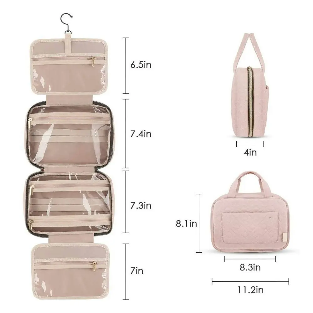 Travel Toiletry Bag Water-Resistant Makeup Cosmetic Organizer With Hanging Hook