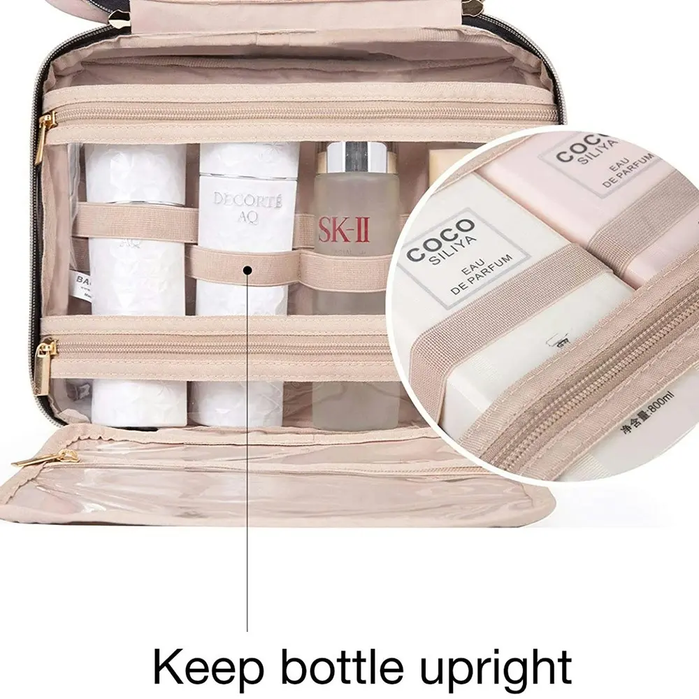 Travel Toiletry Bag Water-Resistant Makeup Cosmetic Organizer With Hanging Hook