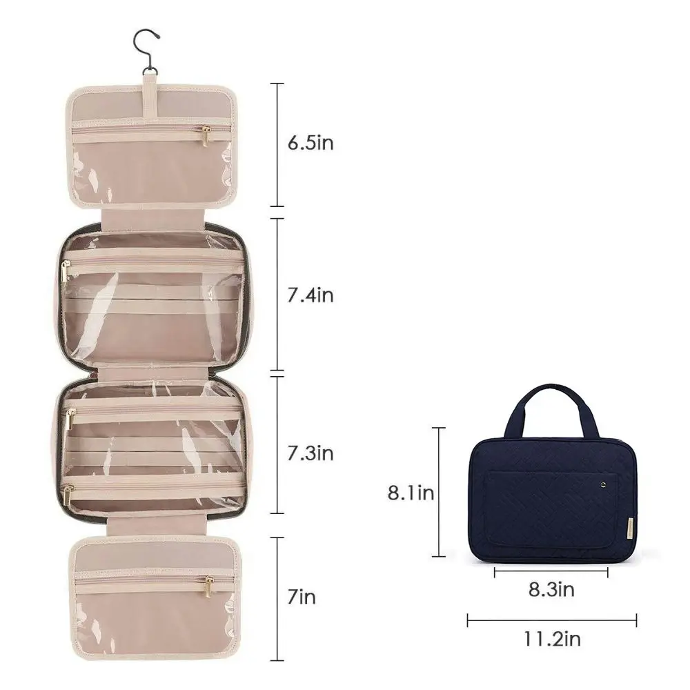 Travel Toiletry Bag Water-Resistant Makeup Cosmetic Organizer With Hanging Hook