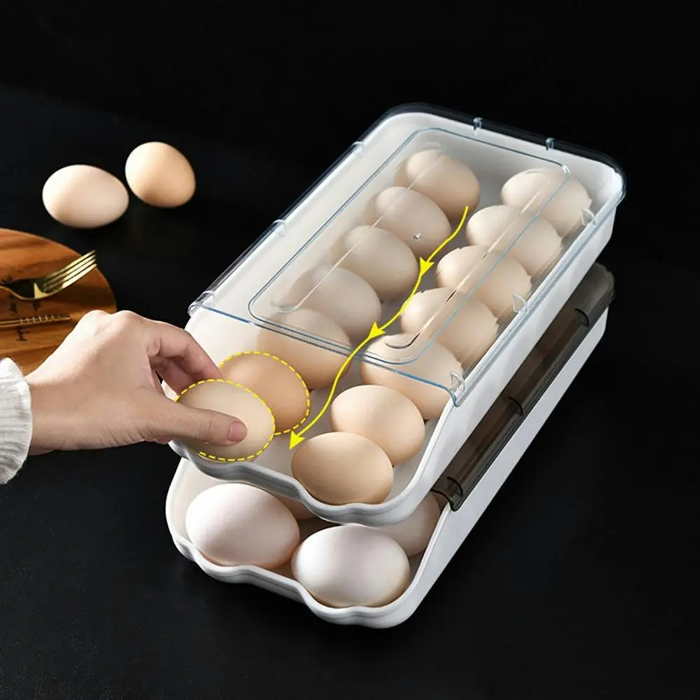 Rolling egg storage box kitchen refrigerator egg fresh-keeping box