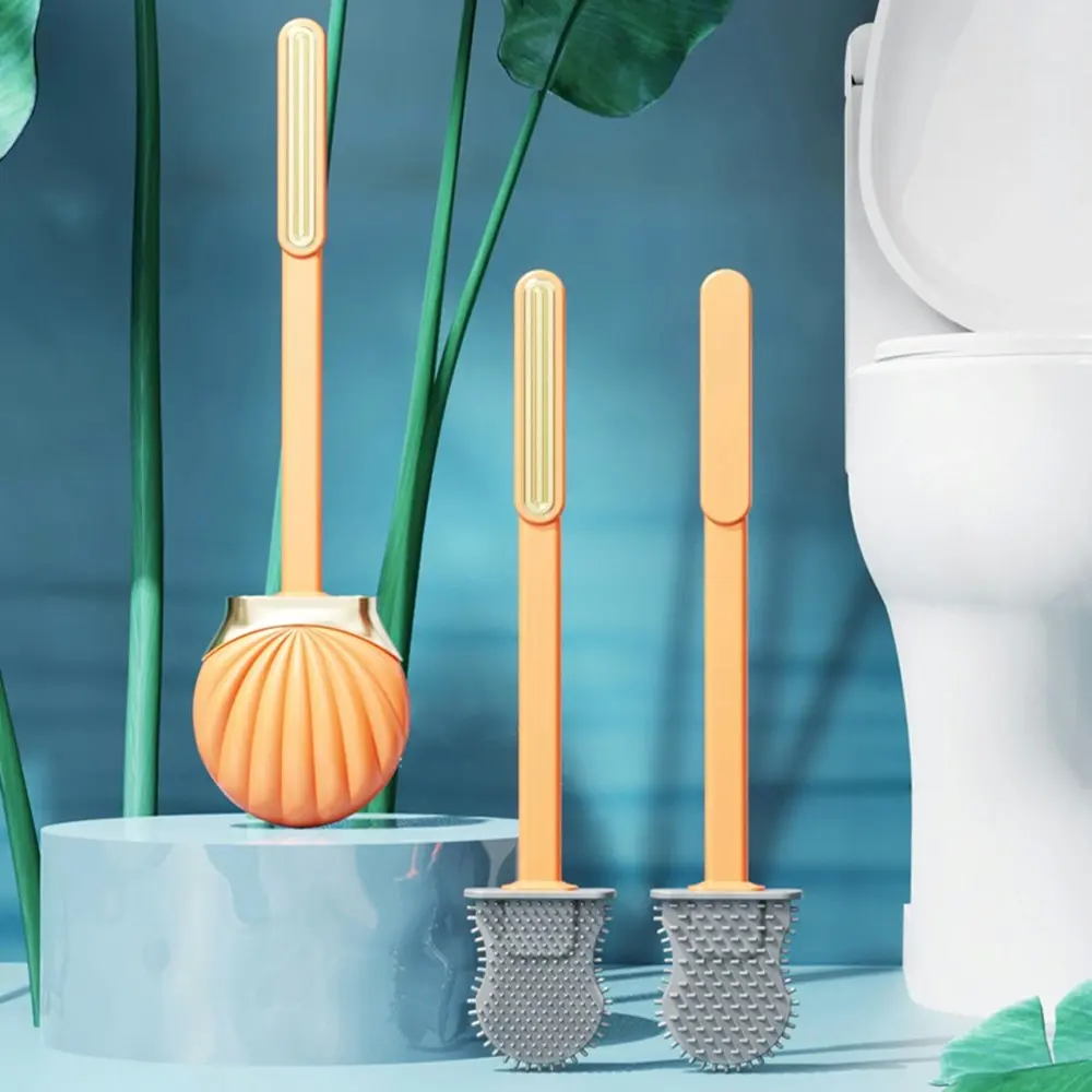 3 Pack Wall Hanging Shell Shape Household Silicone Toilet Brush