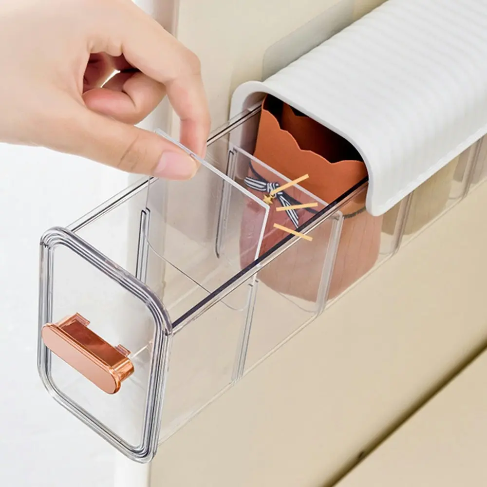 2Pcs Wall Mounted Underwear Sock Transparent  Storage Box Closet Organizer