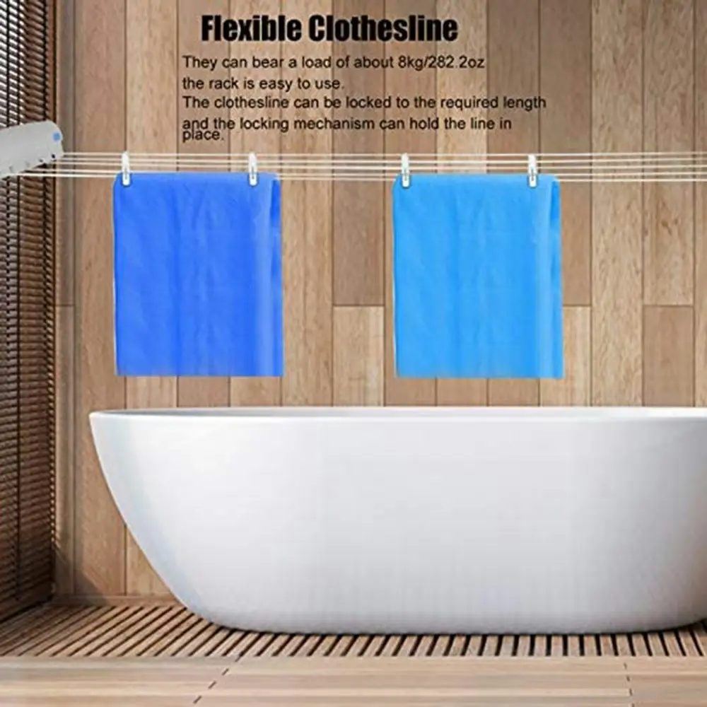 5-Line Retractable Clothesline Wall Mounted Clothes Line Clothes Hanging Line