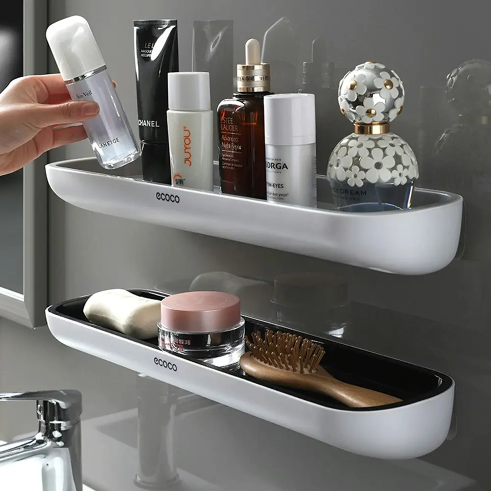 2Pcs Wall Mounted Bathroom Storage Shelves Towel Rack Shower Shelf Toilet Holder