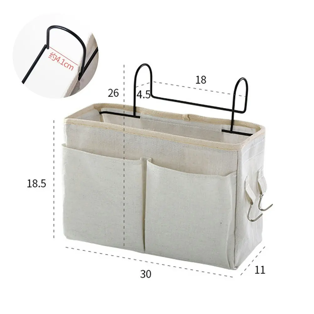 2 pack Canvas bedside hanging bag dormitory bedroom storage bag