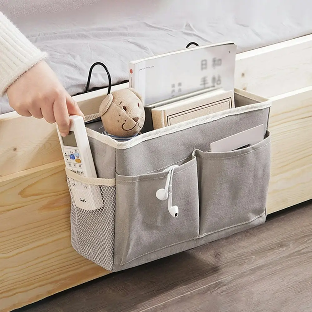 2 pack Canvas bedside hanging bag dormitory bedroom storage bag