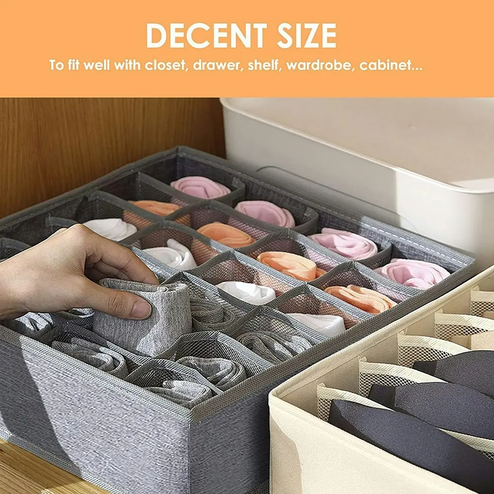 3 Pack Sock Underwear Organizer Dividers Foldable Drawer Panties Storage Box