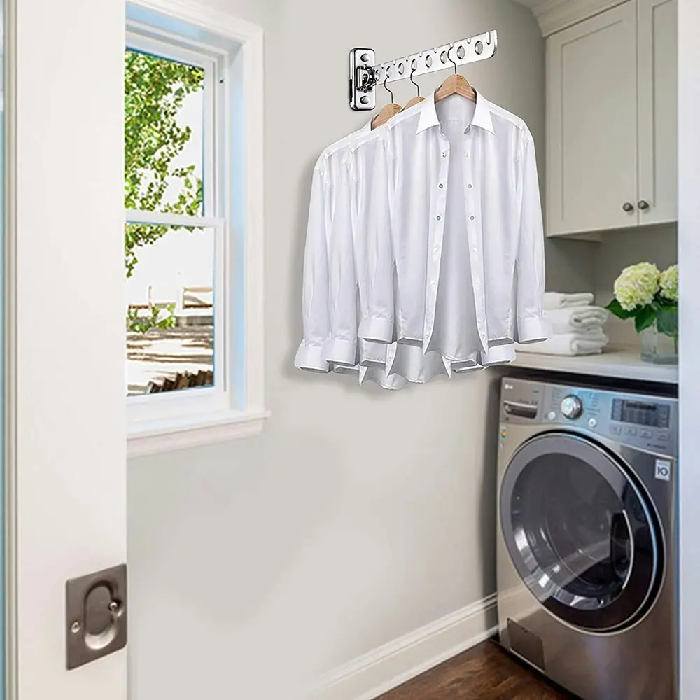 2 Pack Wall Mount Clothes Hanger Laundry Hanger Dryer Rack Laundry Room Hooks