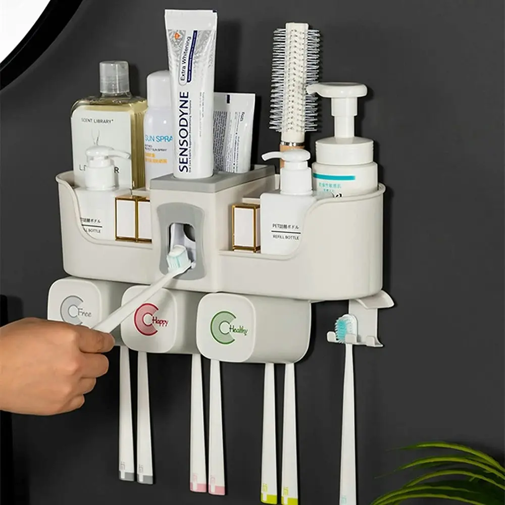 Punch-free toothbrush holder bathroom mouthwash cup rack