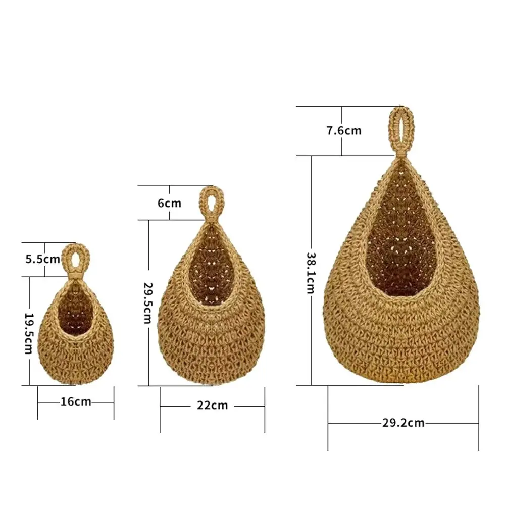 3 Pack Jute Wall Hanging Vegetable Fruit Baskets for Kitchen