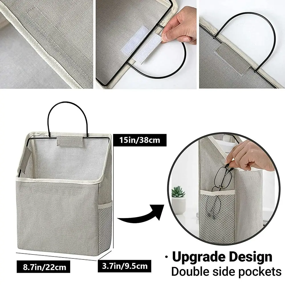 4 Pack Wall Mounted Storage Bag Fabric Hanging Basket Bedroom Organizer Bag