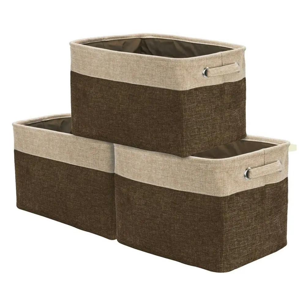 3-Pack Foldable Storage Basket Storage Cube Box Organizer With Handles