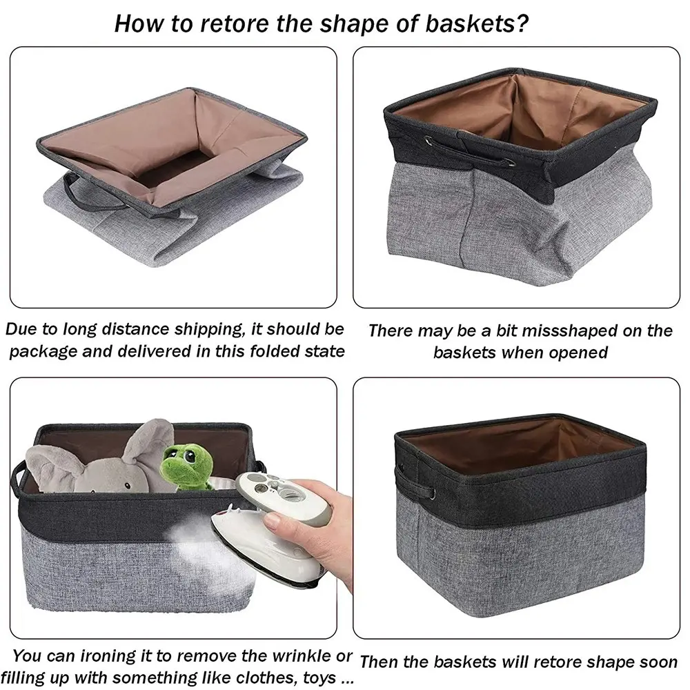 3-Pack Foldable Storage Basket Storage Cube Box Organizer With Handles