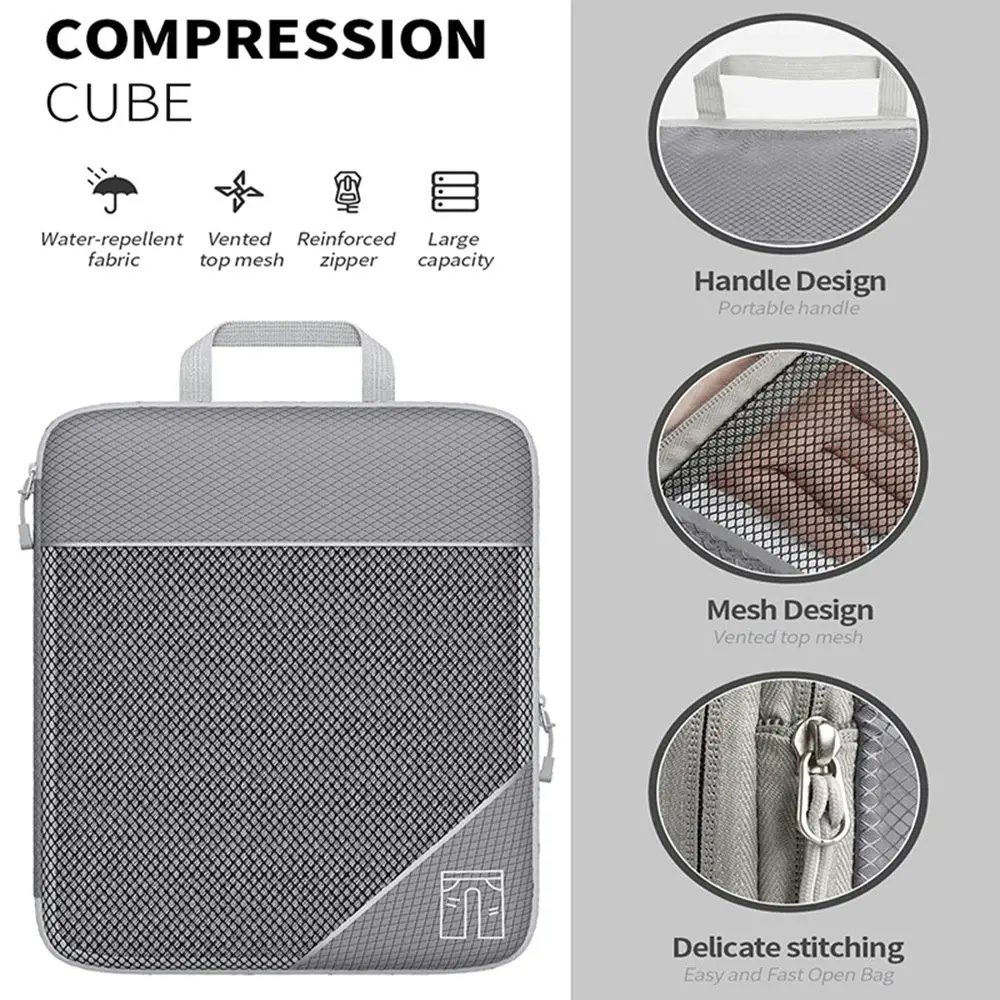 6 Set Compression Packing Cubes Travel Accessories Expandable Packing Organizers