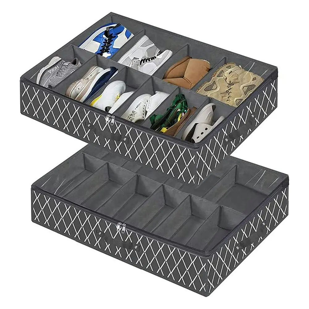 2 Pack Large Capacity Shoes Organizer Foldable Under Bed Shoe Storage Bag